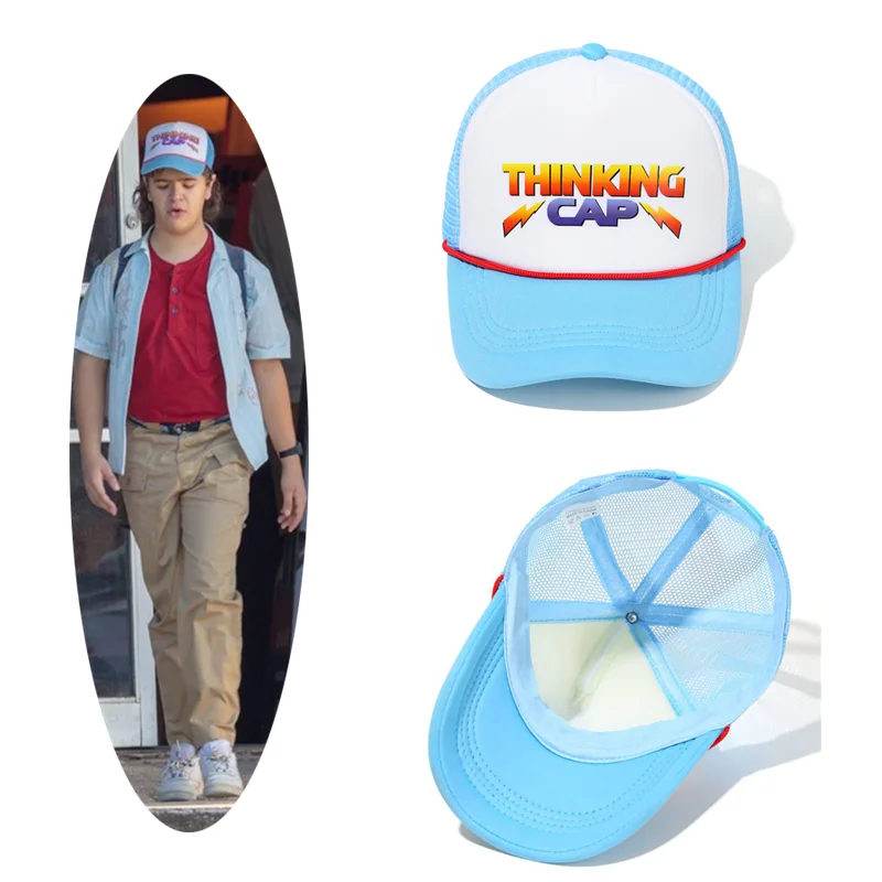 

Stranger Things Season 4 Cosplay Hat Dustin Baseball Cap Retro Mesh Thinking Hats Adult Unisex Prop Accessories Adjustable