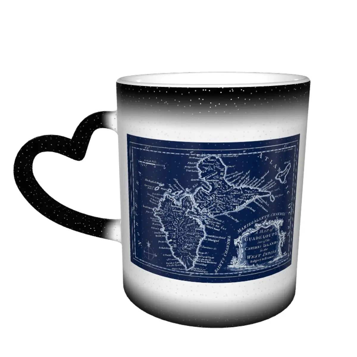 

Map Of Guadeloupe 1759 1 Color Changing Mug in the Sky Graphic Vintage Ceramic Heat-sensitive Cup Funny Novelty R276 Beer mugs