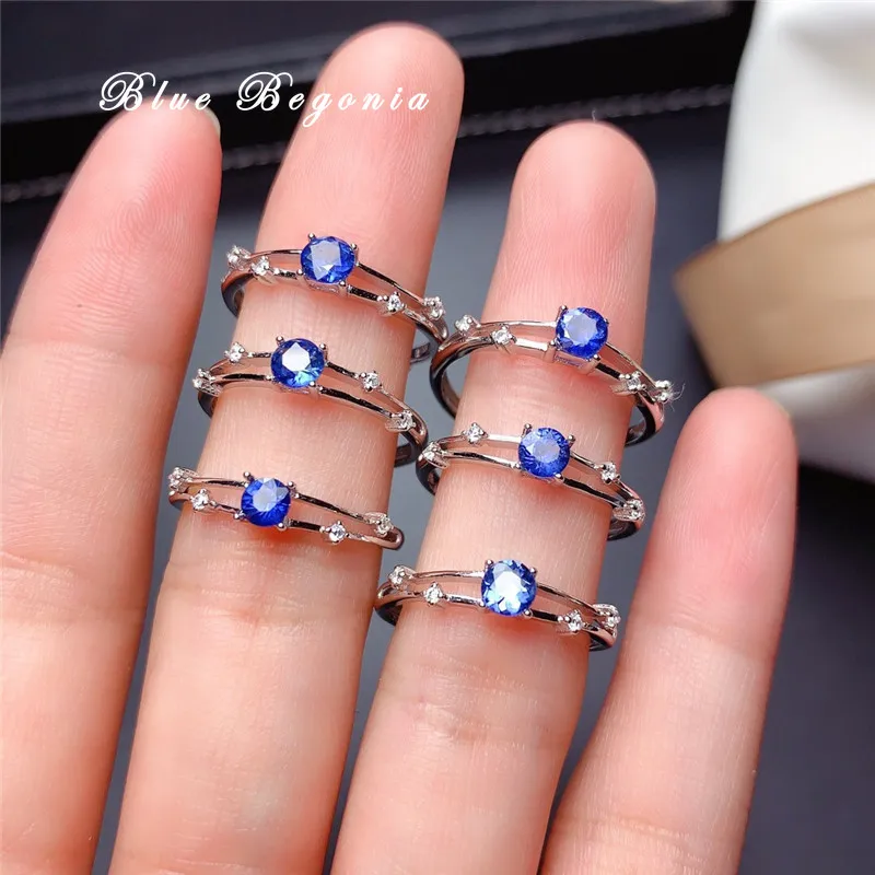 

Natural Sapphire Ring 3.5MM Genuine Blue Gemstone Fine Jewelry Birthstone for Women Anniversary Gift 925 Sterling Silver