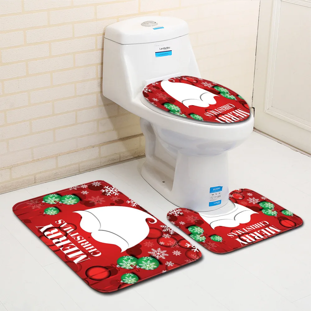 

Bath mat three-piece toilet Christmas characteristics