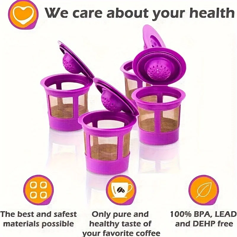 Набор Из 6 Предметов Многоразовые K-cups Фиолетовые Универсальные Для Кофемашин Keurig