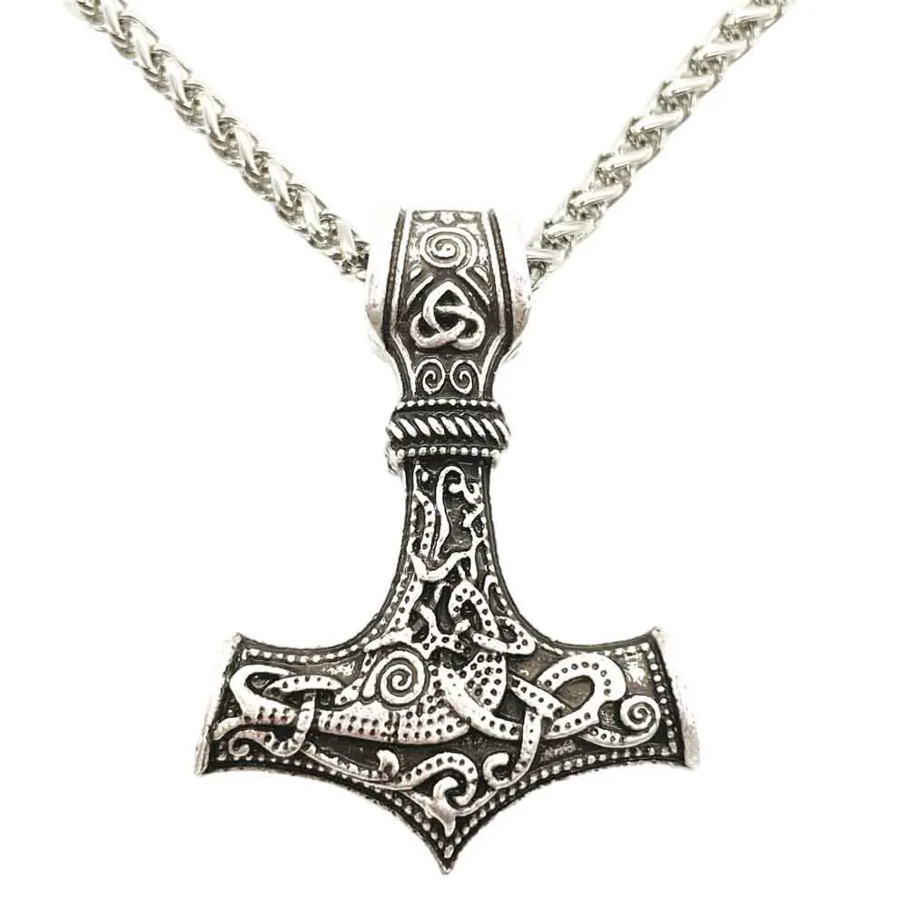 

Nostalgia Nordic Thor Hammer Mjolnir Pendant Irish Knot Viking Gothic Men Necklace Women Vintage Jewelry Making Talisman Amulet