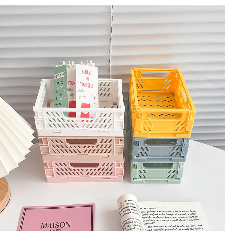 Складная пластиковая коробка для хранения рабочая корзина студентов Офисная