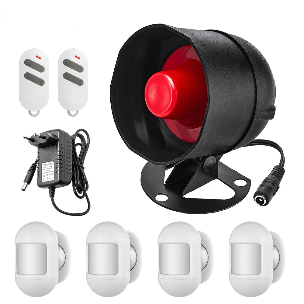 

Siren Alarm System Installation Simple Infrared Sensor Connection Remote Control Home Security Protection Set