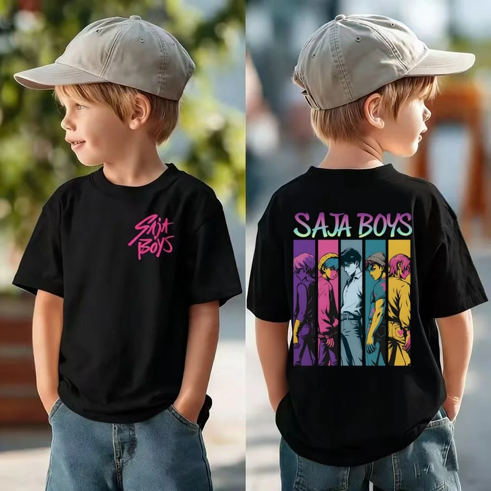 Фото Kpop Demon HuntersORES boys Cartoon Q версия Футболка с принтом Футболка для родителей и детей Детская футболка для взрослых Baju Wanita №1