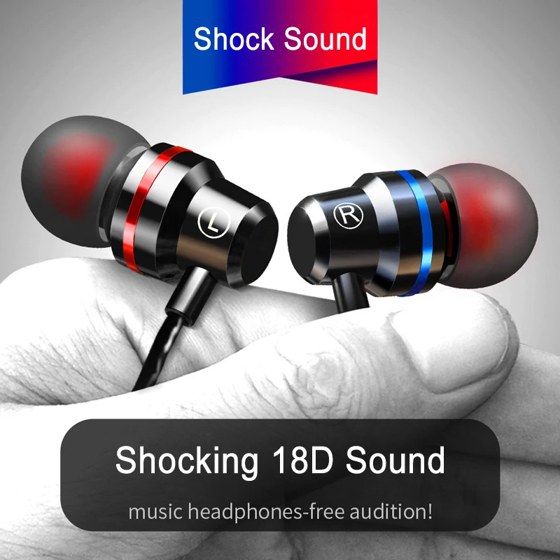 

Wired Headphones Wire-Controlled Metal In-Ear With Microphone Earphone Music Sport Earphones Gaming Headset 3.5mm Interface