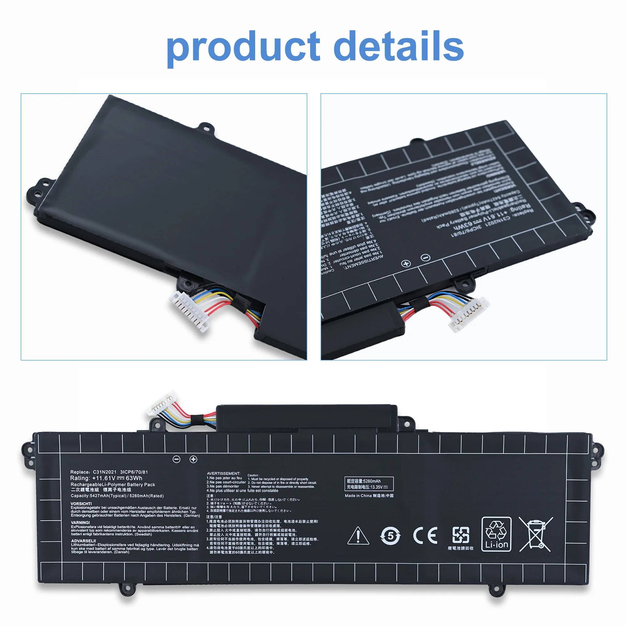 Фото Аккумулятор для ноутбука LOLG C31N2021 для ASUS ZenBook 14X OLED Flip OLED UM5401QA UX5401EA UP5401EA UX5400EA UM5401 UX5401 UX5400 №4