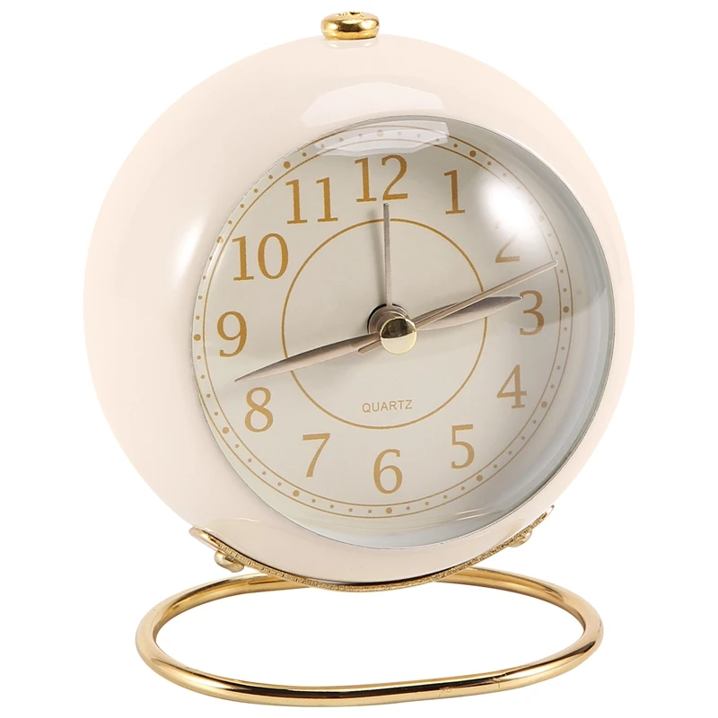 S, Classic Non-ticking Quartz Tabletop Analog Alarm Clock De