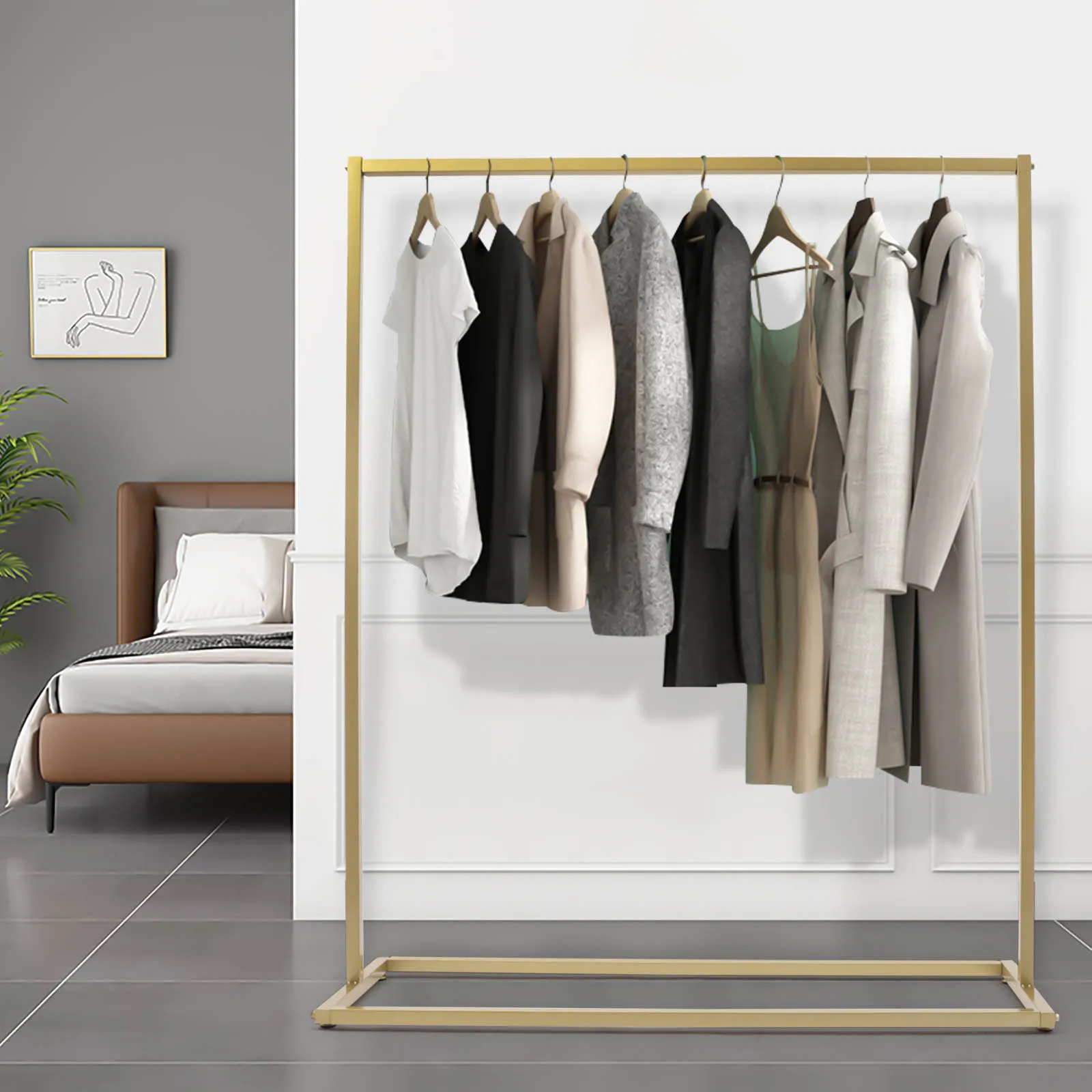 Gold Clothing Rack Metal Freestanding Garment Rack Clothes Display Stand For Living Room Boutique images - 6