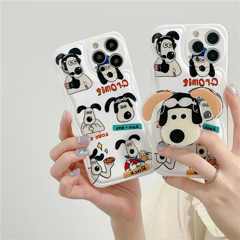 

3D Cartoon Cute England Pet Stand Holder Silicone TPU Phone Case For iPhone X XR XS max 11pro 12 13Pro Max Cases Soft Back Cover