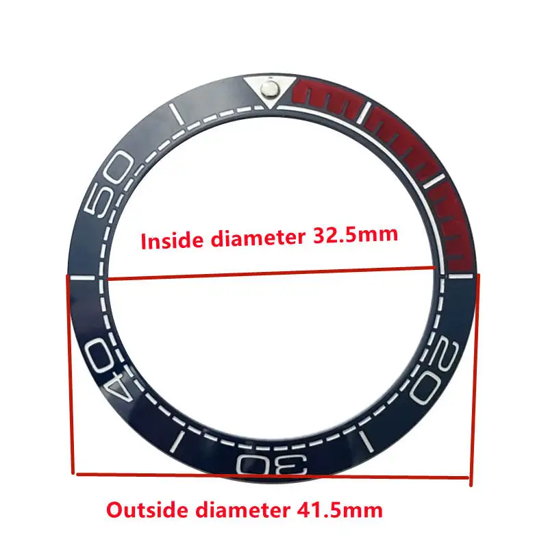 41.5mm Outside Diameter Watch Parts Insert Ring Convex Surface Slope Ceramic Ring Fit For Seamaster 007 Watch Case