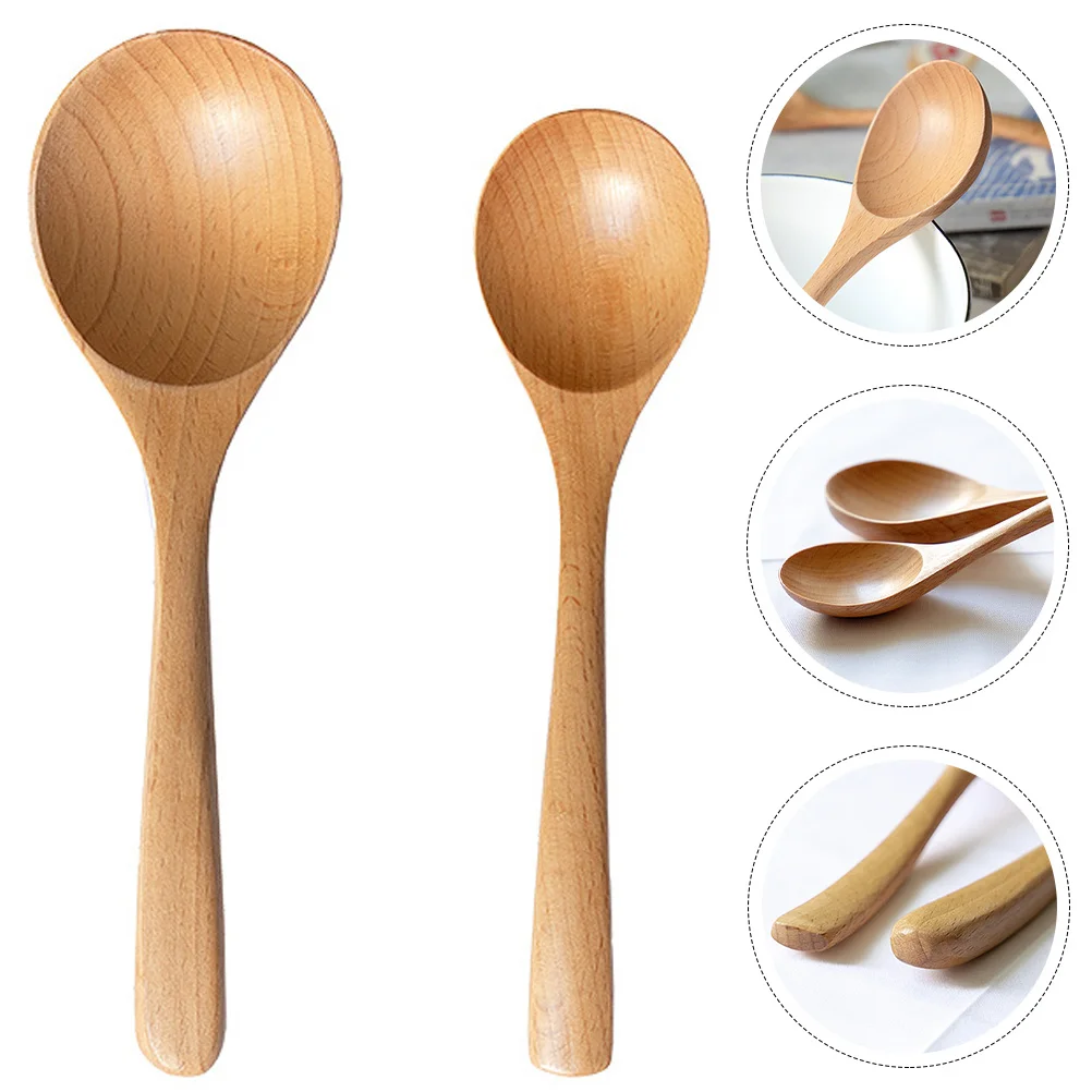 

Spoons Spoon Wooden Soup Wood Ramen Asian Japanese Coffee Handle Honey Children Rice Tasting Ladle Eating Tableware Cake Scoops