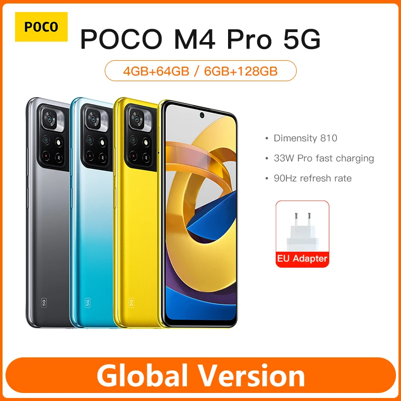 Смартфон глобальная версия POCO M4 Pro 64 ГБ/128 ГБ ROM MTK Dimensity 810 90 Гц 6 дюйма DotDisplay 50 МП 5000