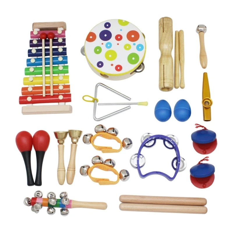 

19 Pcs Orff Percussion Wooden Percussion Instruments Musical Toy for Boys Girls