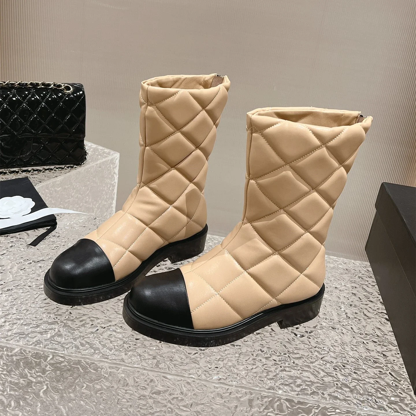 

Shoes For Women Size34-41 Genuine Leather Boots Med Heels Ankle Boots Sewing Designer Shoes Mixed Colors Roman Zapatillas Mujer