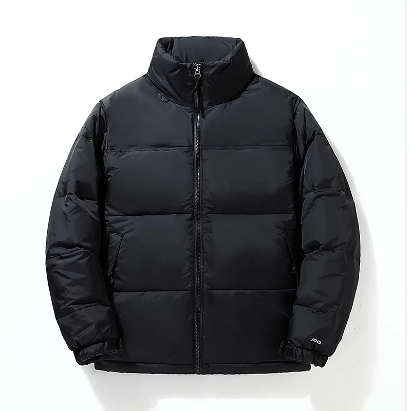 Thick Warm Men's Winter Jacket Hooded Duck Down Parka Coat Casual Slim Patchwork Lightweight Overcoat Stand Collar Bread Coat