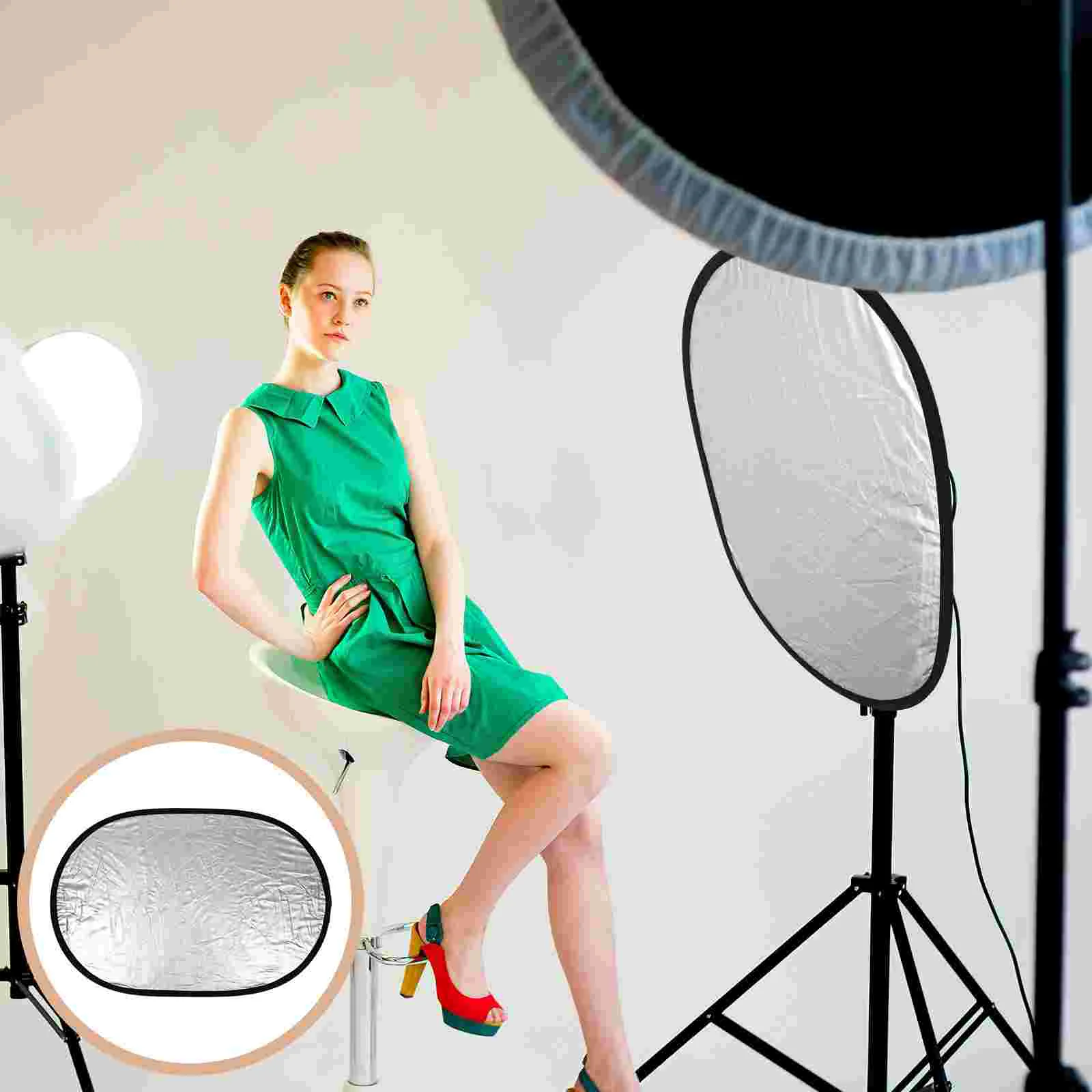 

Photography Reflector Portable Light Reflector Collapsible 2-in-1 Oval Reflector