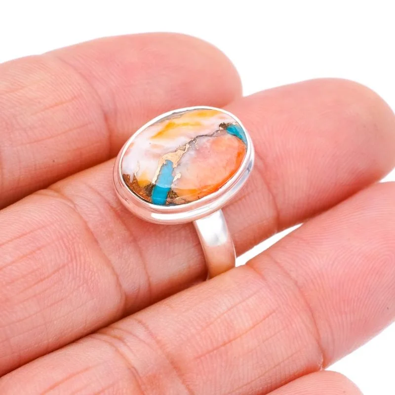 StarGems®Кольцо ручной работы из натурального медного халцедона серебряное кольцо 8