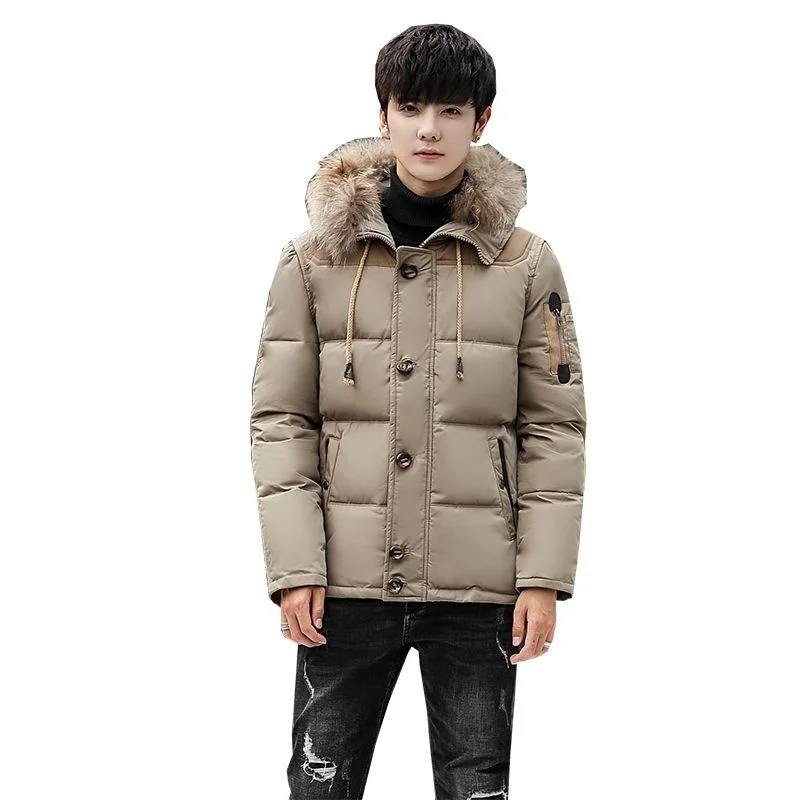Outdoor Down Jackets Men's Short Thickened Down Hooded Coat Young Students' Winter Coat Warm and Cold Proof Jacket for Men