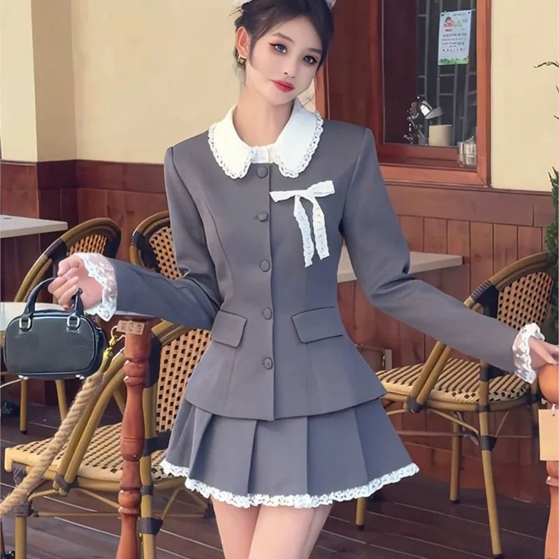 Элегантный комплект из двух предметов с юбкой Женский однобортный пиджак