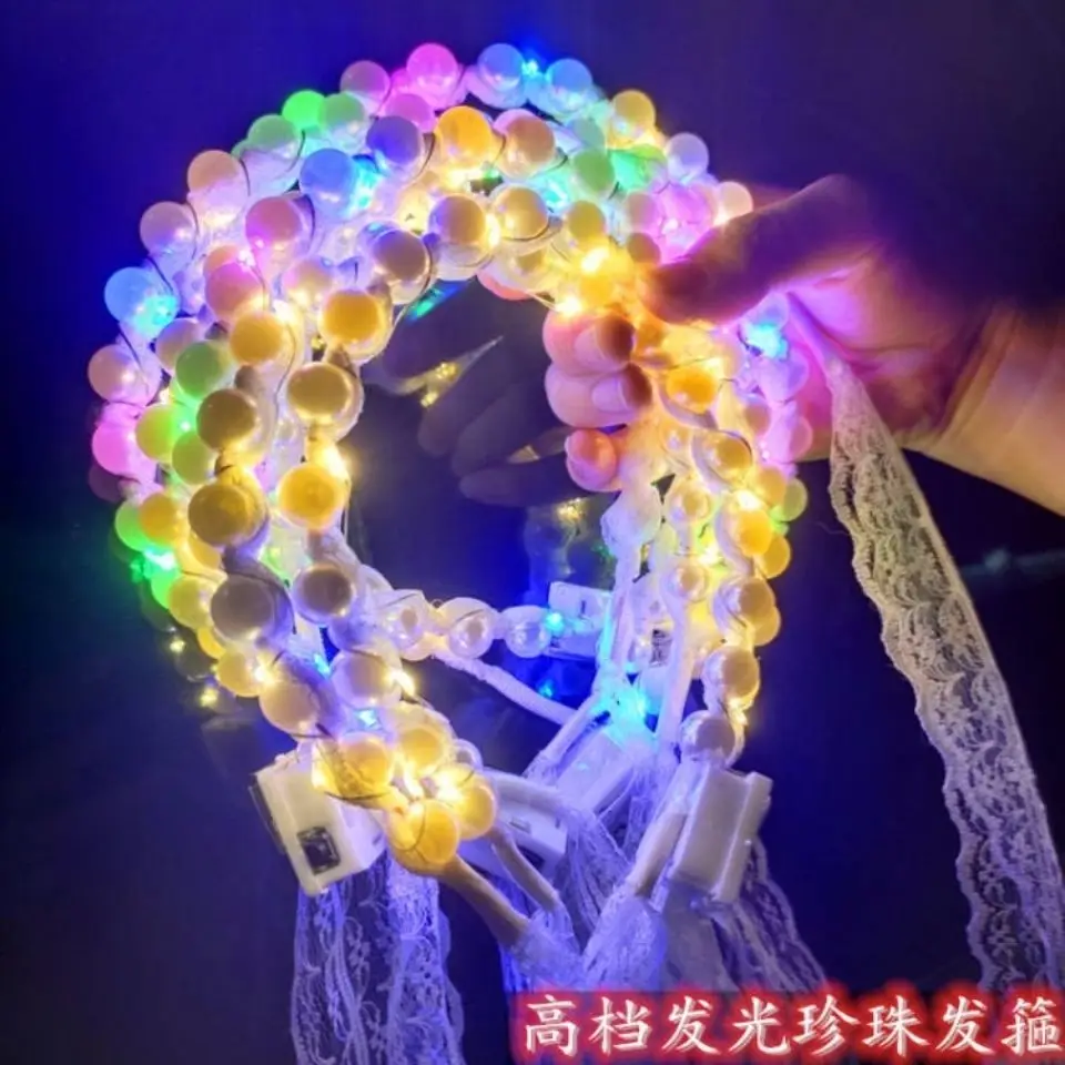 

Glowing Flower Crown Headband LED Light Wedding Wreath Garland Decoration Women Girl Birthday Party Favor Luminous Hair Hairband