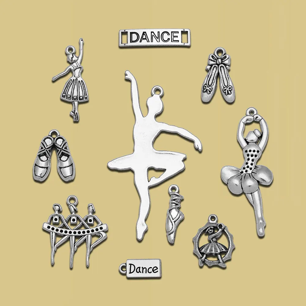 

Antique Silver Plated Dance Girl Ballet Shoe Charms Dancer Pendants For Diy Earring Jewelry Making Findings Supplies Accessories