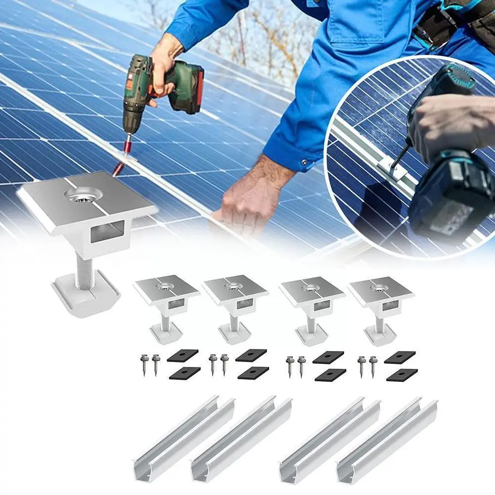 

Solar Panel Mounting Brackets Rail PV Middle Clamp Mount System Accessories Installation Aluminum Kit Bracket Roof Solar C7N2