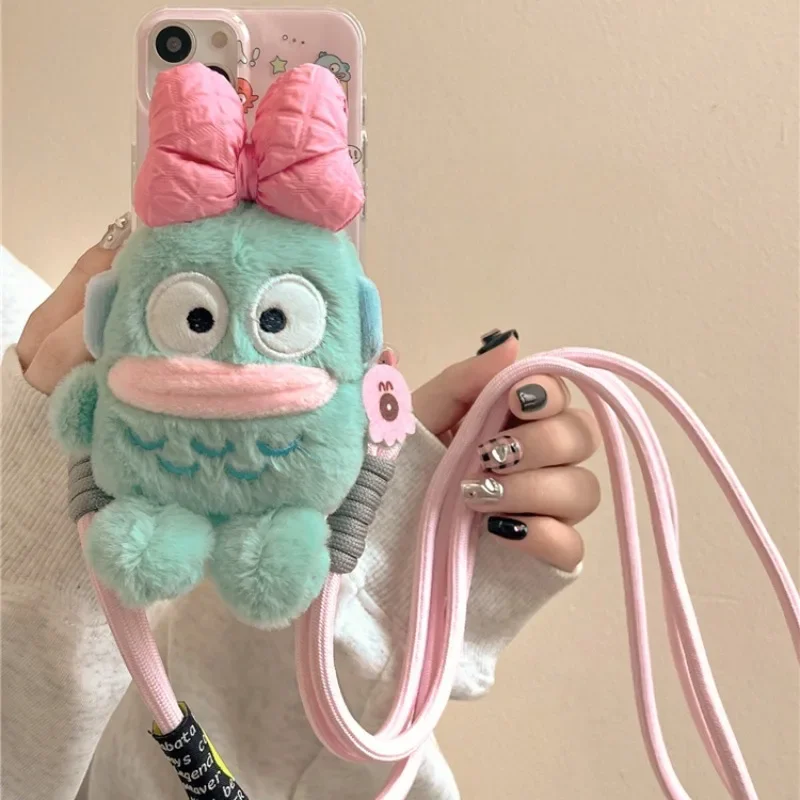 

Hangyodon Kawaii Sanrio Anime Cartoon New Phone Case with Pendant for IPhone 15 14 13 12 11 Pro Max Series Silica Gel Case Gifts