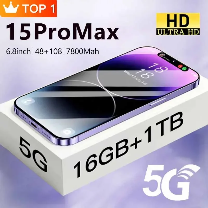 

Brand New For 15 Pro Max Smartphone 6.8 inch Full Screen Face ID 16GB+1TB Mobile Phones Original Global Version 4G 5G Cell Phone