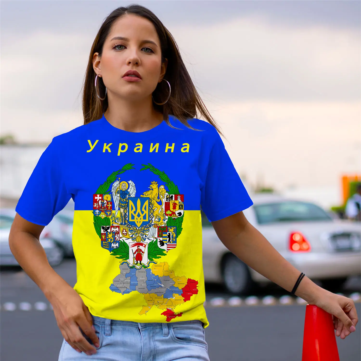 Футболка женская с принтом украинского флага топ графическим одежда на лето |