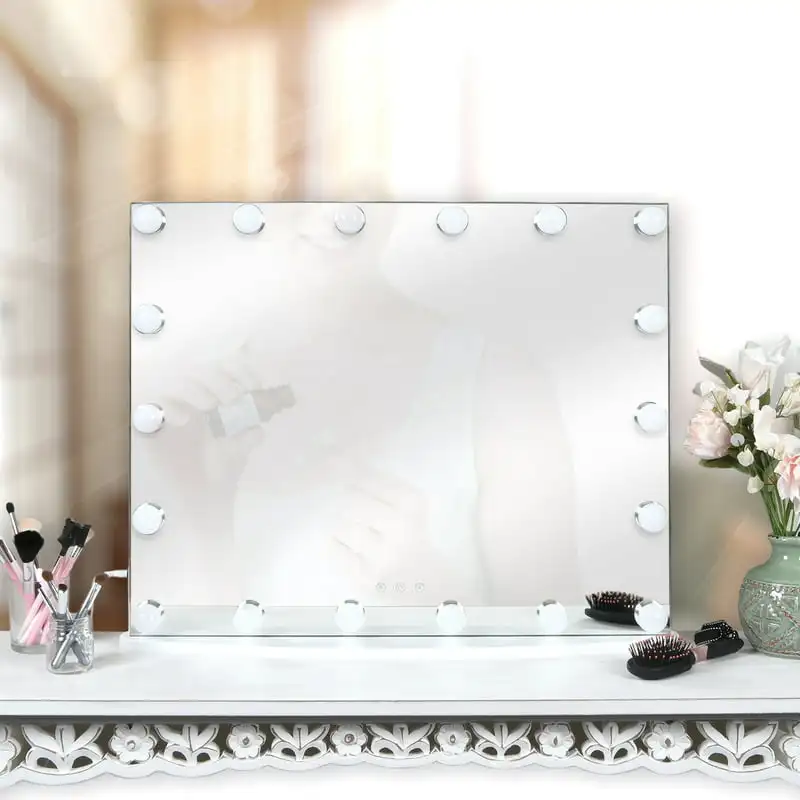 

Free Shipping Lighted Hollywood Vanity Mirror LED Lights 25" Makeup Mirror Bedroom or Dressing Room Wall Mount or Tabletop