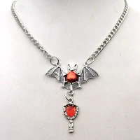 gothic hip hop y2k jewelry bat cross pendant necklaces vintage scarlet mirror choker for women girls party