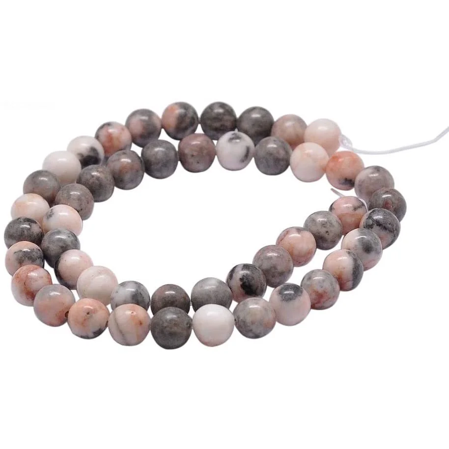 

5 Strands 8.5mm Natural Pink Zebra Jasper Gemstone Round Loose Stone Beads for Jewelry Making 15.2" (230pcs)