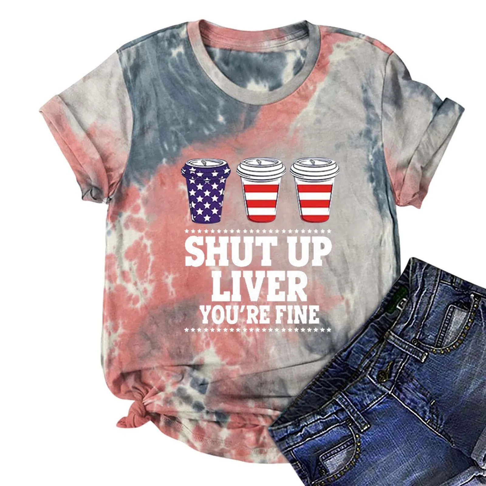 Футболка женская с круглым вырезом и коротким рукавом Повседневная рубашка