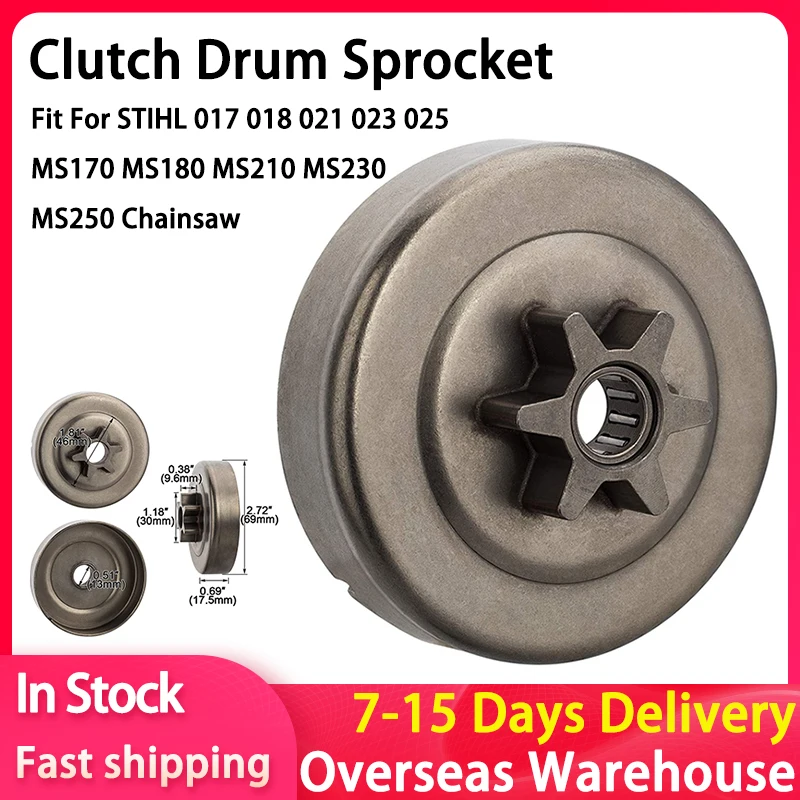 

3/8 Pitch 6T Clutch Drum Sprocket Washer E-Clip Kit For 017 018 021 023 025 MS170 MS180 MS210 MS230 MS250 Chainsaw