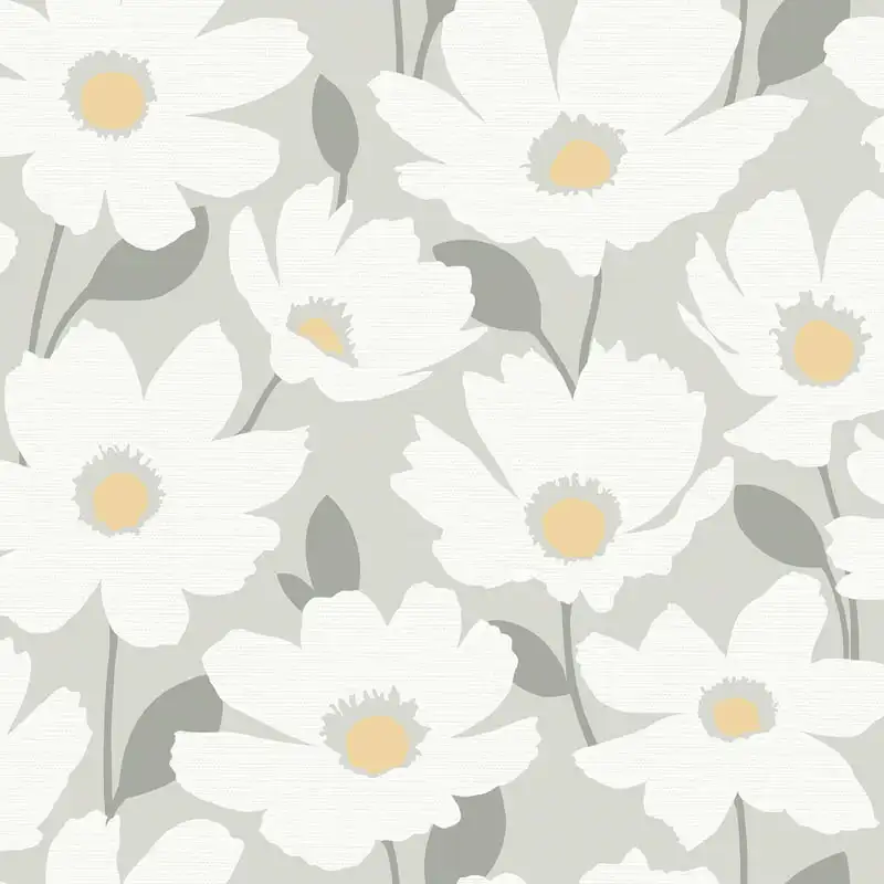 

Astera Grey Floral Wallpaper 56.4 sq. ft. Home Decor Wallpaper