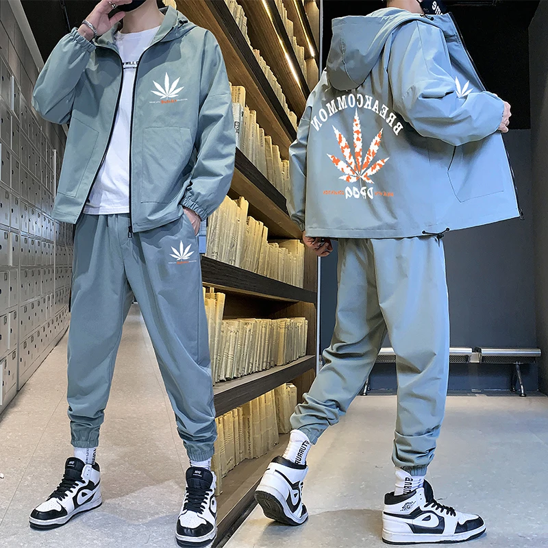 

Stylish Tracksuit Man Oversize 3XL 2021 Korean Version Fashion Junior Middle School Students Casual Sports Suit Spring Clothes
