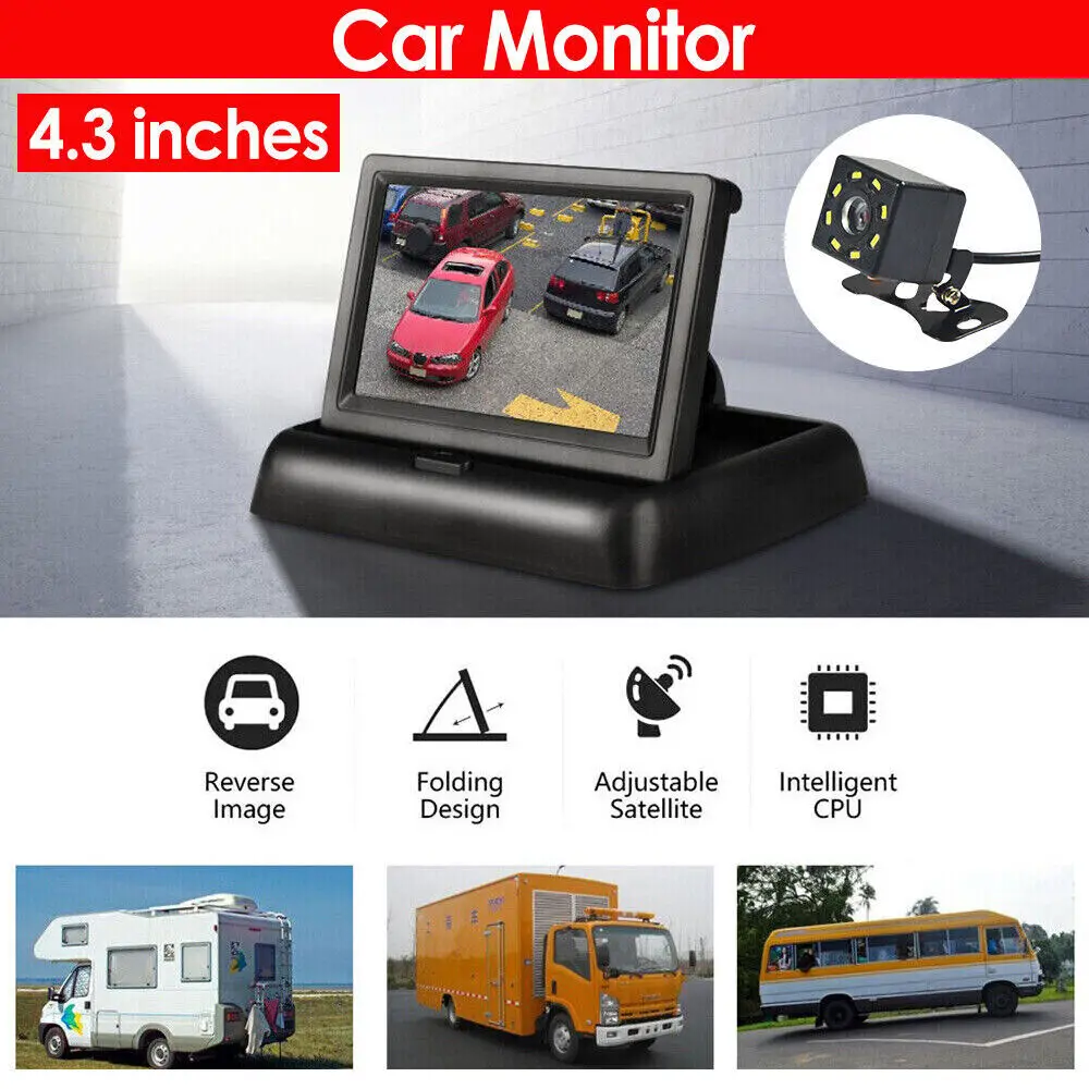 Складная ЖК-камера заднего вида с 8 светодиодами 4 3 дюйма