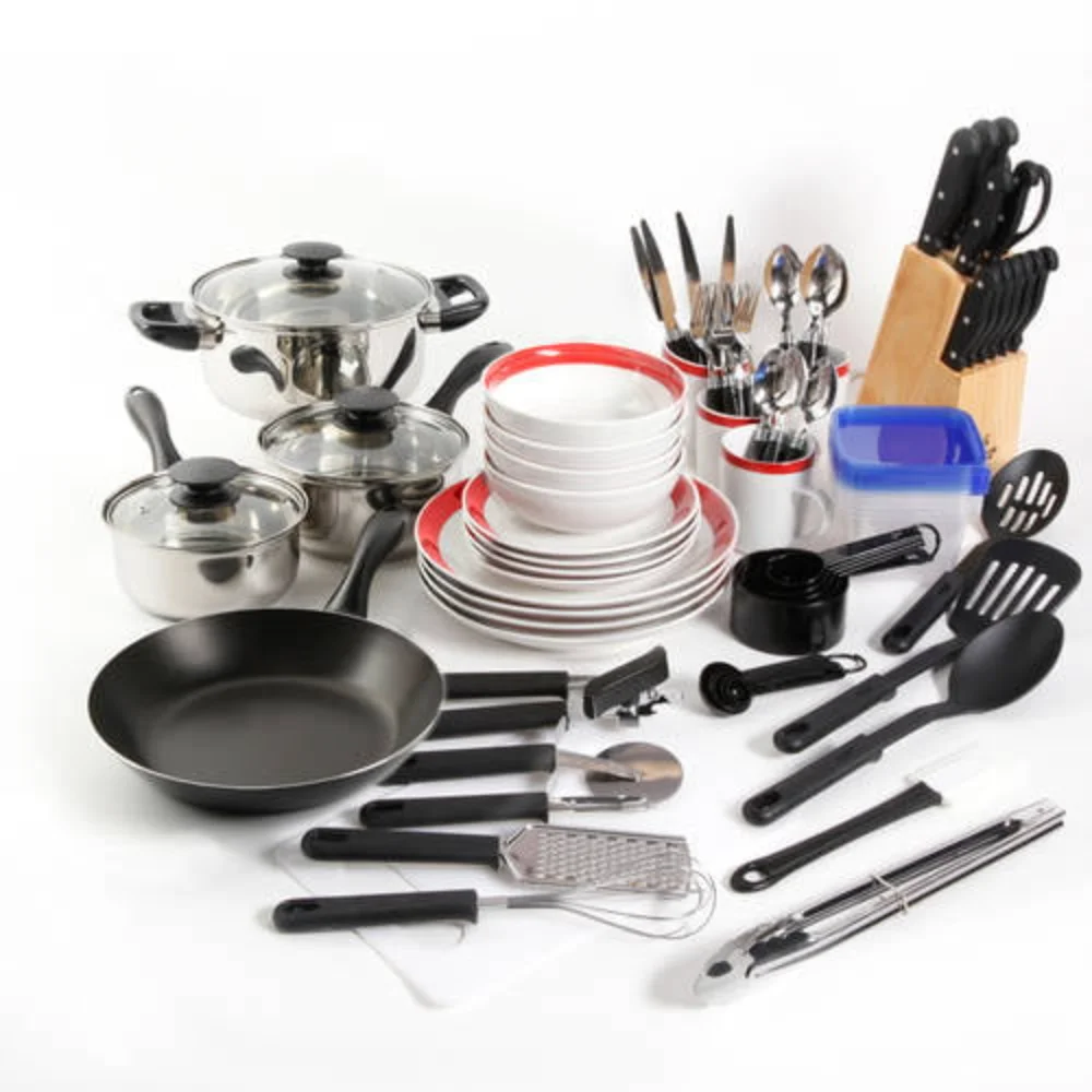 

Gibson Home Kitchen In A Box 83-Piece Combo Set, Red