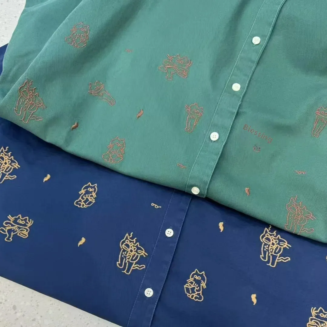 Осень 2024 новая женская японская хлопково-льняная рубашка с лацканами