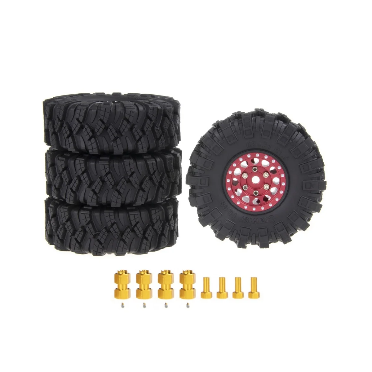 

4Pcs 62X21mm 1.0 Inch Metal Beadlock Wheel Rim Tire Set for 1/18 1/24 RC Crawler Car TRX4M Axial SCX24 AX24 FCX24,1