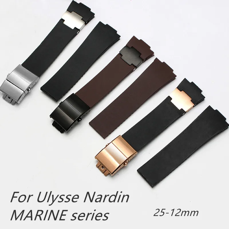 

Ремешок силиконовый для часов 22 мм, водонепроницаемый удобный складной браслет с пряжкой для часов Ulysse Nardin MARINE series