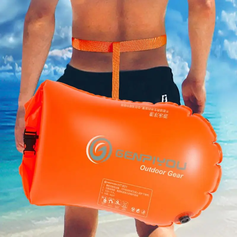 

Swimming Bubble Double Airbags High Visible Safety Swim Buoy Bright Light Drift Bag Bubble Tow Float for Open Water Swimming