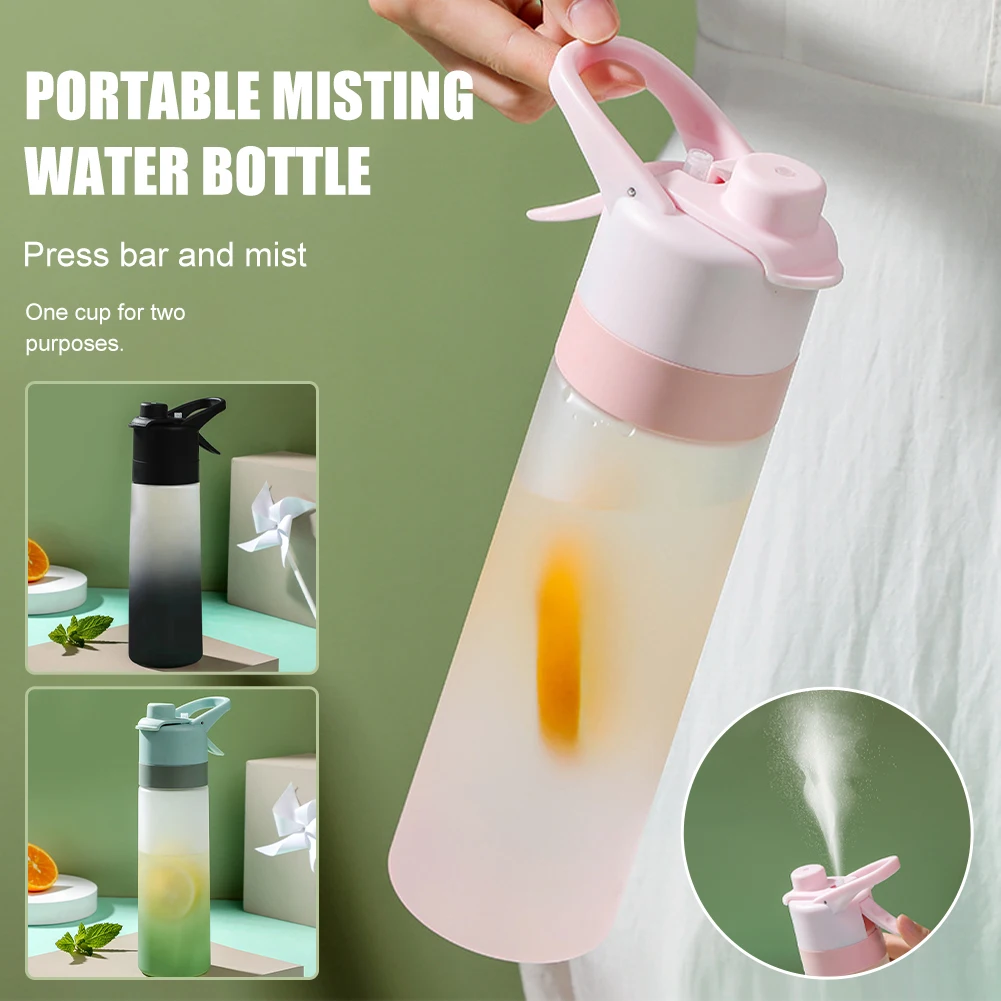 

650ML Misting Water Bottle 2 In 1 Portable Water Bottle Leakproof with Mister Summer Cooling Drinking Bottle Sprayer Water Cup