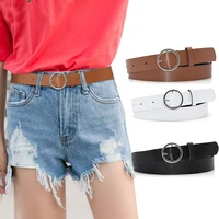 dressing ladies leather professional dress belt new round pin buckle leather wild jeans with narrow fashion students 2021 new