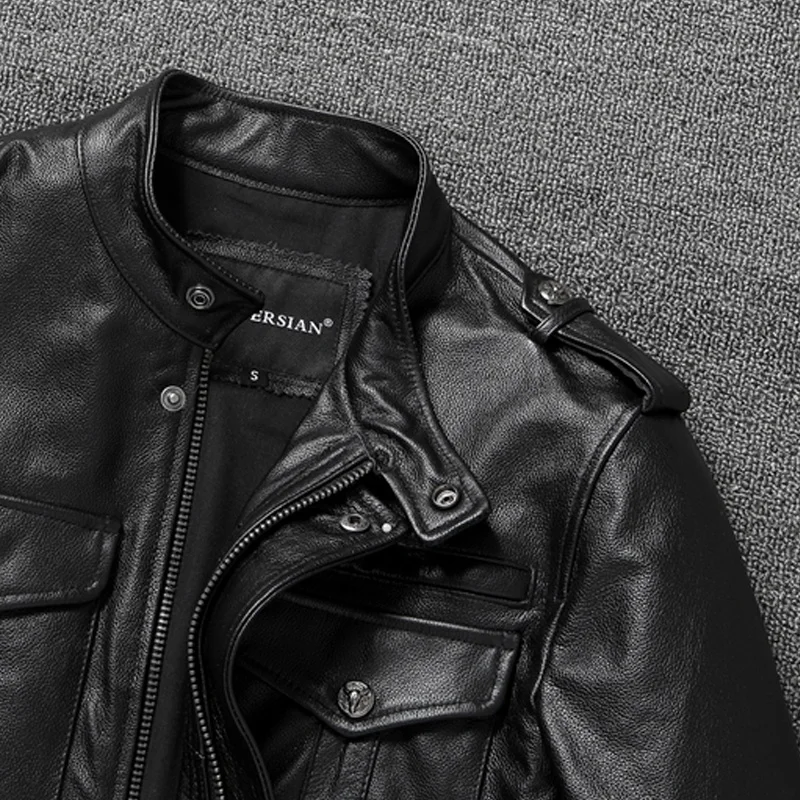 Мужская Короткая кожаная куртка приталенная большого размера 6XL мотоциклетное