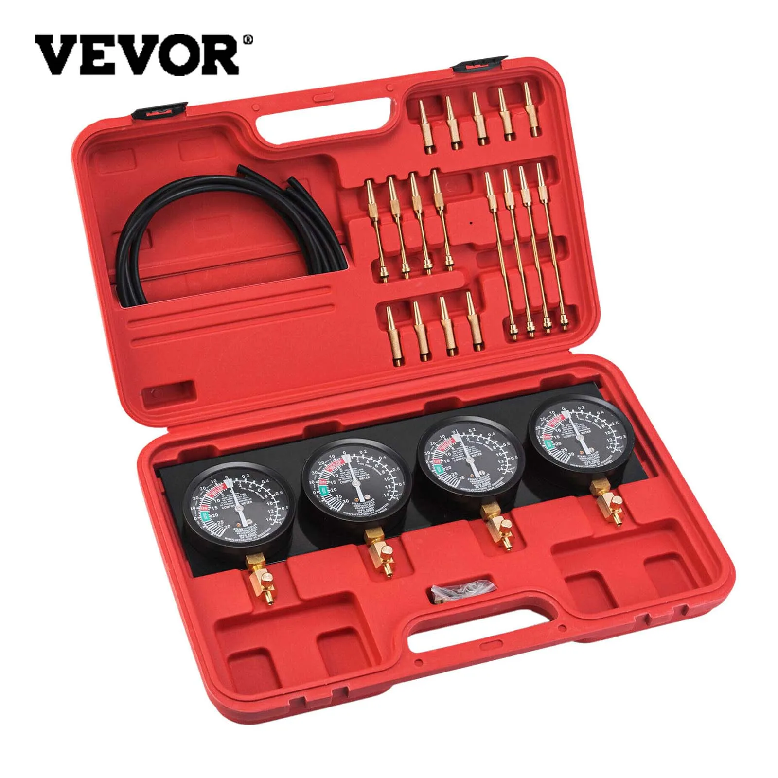 

Fuel Vacuum Carburetor Synchronize Tool Kit Carb Sync Gauge Set with 4 Rubber Hoses 4 Synchronizer Gauges For Motocycle New！