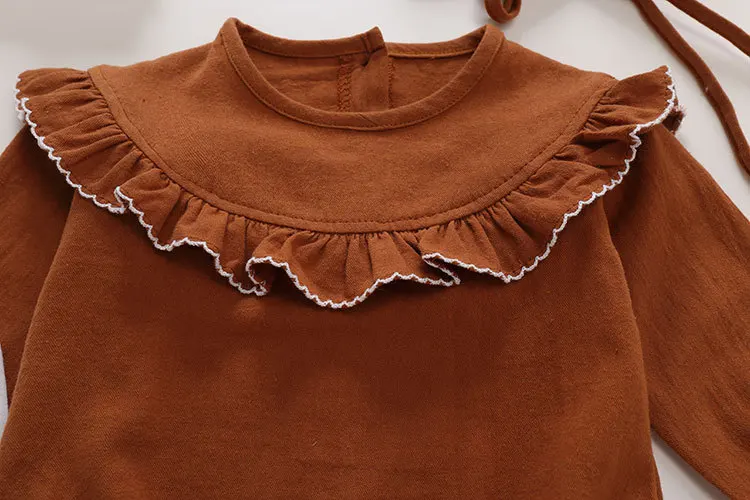 Freely Move 2022 Baby Girls Boys Bodysuits Baby Simple Ruffles Loose Long Sleeve Spring Autumn Baby Bodysuit