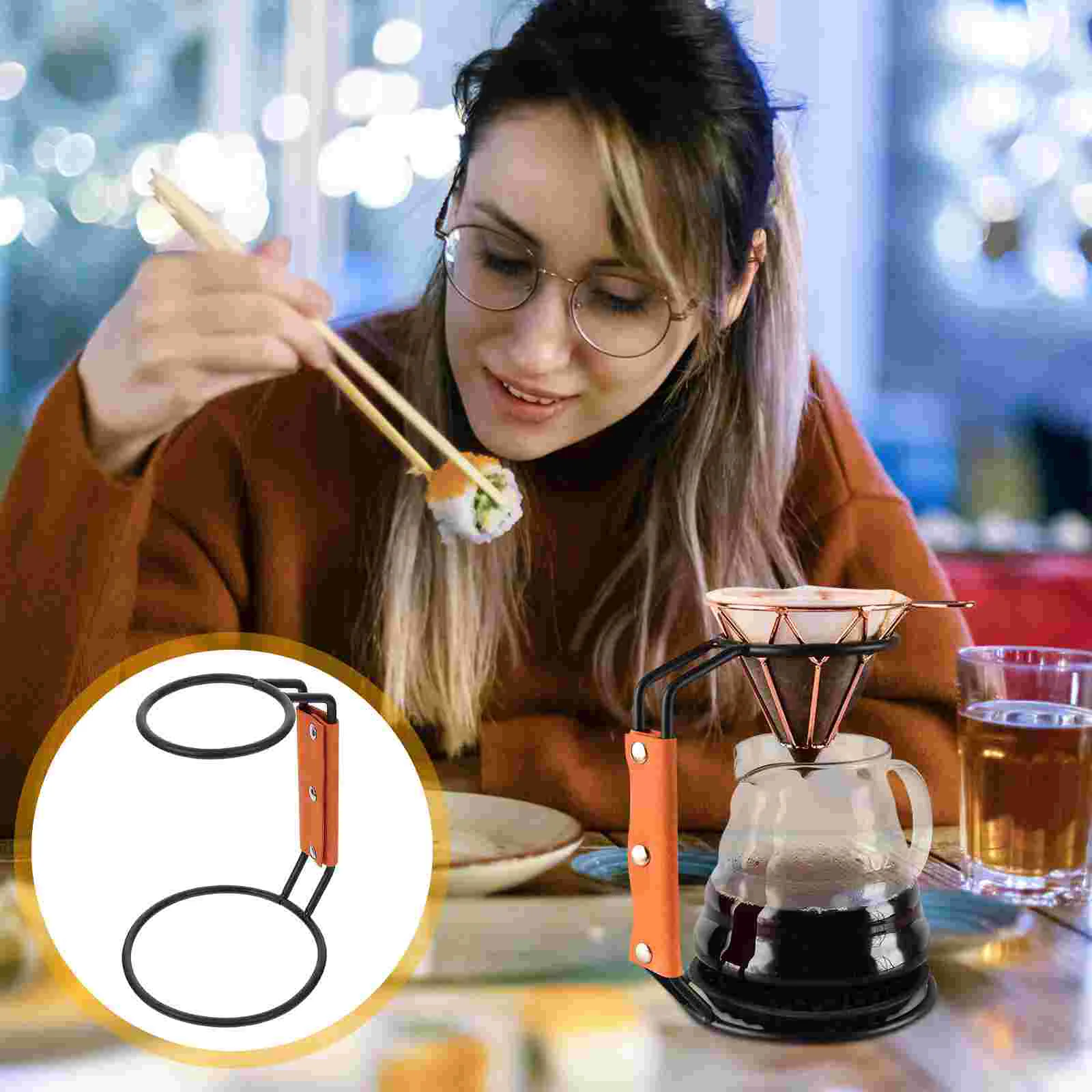 

1 шт. изысканный держатель для кофейных фильтров, многоразовая стойка для фильтров для кофе (черный)