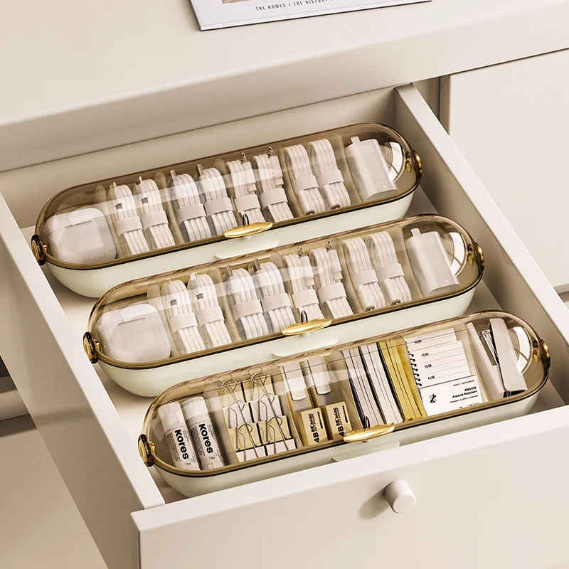 

Large Capacity Cable Storage Box Organizer 6 Grids Charger Cord Storage Box Data Cable Wire Management For Home Office Travel